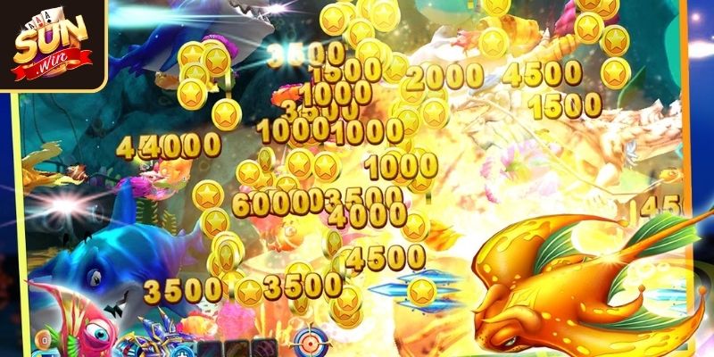 Bắn Cá Rồng Vàng SUNWIN Chinh Phục Đại Dương Đầy Sắc Màu 3 Tăng tốc độ bắn khi mật độ mục tiêu dày đặc